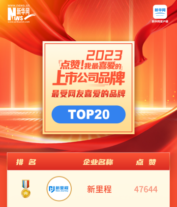“點贊！我最喜愛的上市公司品牌”名單揭曉，新里程榮登榜首